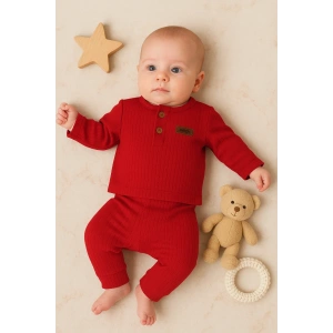 Çizgili Kumaş % 100 Pamuk 2li Unisex Takım