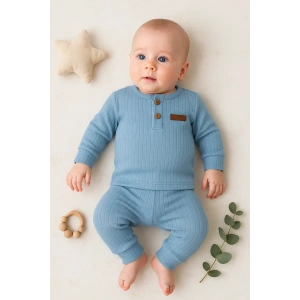 Çizgili Kumaş % 100 Pamuk 2li Unisex Takım