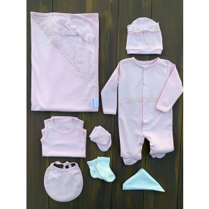 Dantel İşlemeli 10 Parça Yeni Doğan Hastane Seti %100 Pamuk