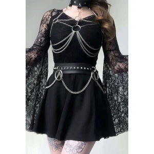 Deri Ve Zincirli Şık Harness Takım - Brf413