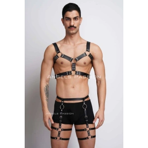 Erkek  Deri Göğüs Harness Ve Bacak Harness Takım - Brfm195