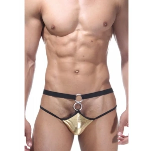 Fantezi Altın Önü Halkalı Seksi Erkek String-tanga