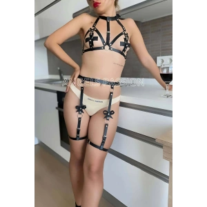 Fantezi Deri Jartiyer Harness İç Giyim Modelleri - Brf310