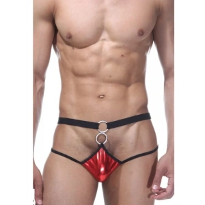 Fantezi Kırmızı Önü Halkalı Seksi Erkek String-tanga