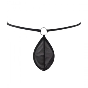 Fantezi Siyah Transparan Halkalı Tül Erkek String Seksi Erkek İç Çamaşırı