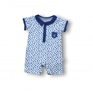 Galaksi Baskılı Çıtçıtlı Kısa Kollu Erkek Bebek Tulumu Lacivert