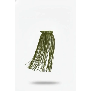 Haki Etek Uzun Püsküllü Suni Deri Etek - Brf1090