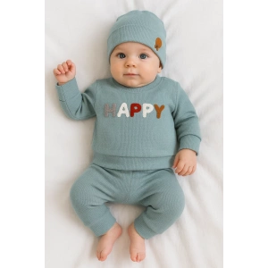 Happy Nakışlı 2li Pamuklu Erkek Bebek Takım