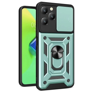 İnfinix Hot 40 Pro Kılıf Pars Lens Yüzüklü Silikon - Yeşil