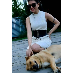 İp Detaylı Şık Harness Kemer, Deri Korse Kemer - Brf607