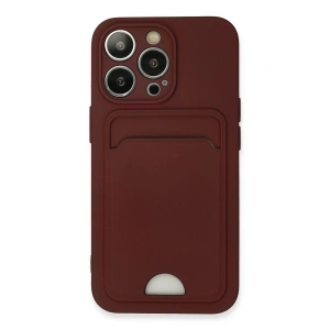 iPhone 13 Pro Kılıf Kelvin Kartvizitli Silikon - Bordo