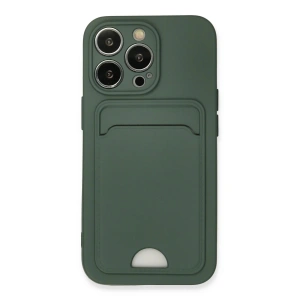 iPhone 13 Pro Kılıf Kelvin Kartvizitli Silikon - Koyu Yeşil