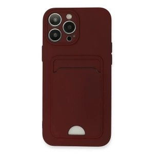 iPhone 13 Pro Max Kılıf Kelvin Kartvizitli Silikon - Bordo