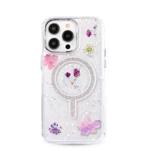 iPhone 14 Pro Max Flower Magsafe Kapak - Mor