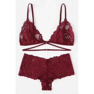 Kadın Bordo Özel Şık Sütyen Külot Takımı