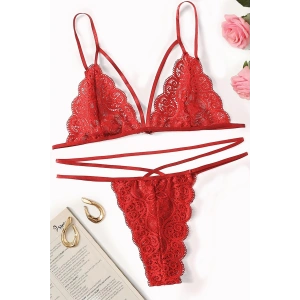 Kadın Kırmızı Dantel Sütyen Külot Takımı