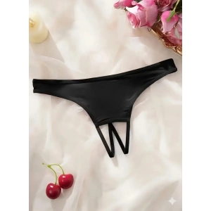 Kadın Siyah Ağ Bölgesi Açık Külot