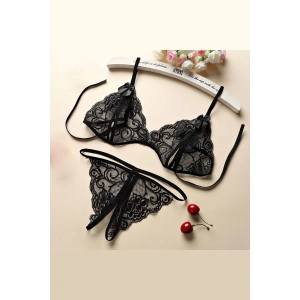 Kadın Siyah Dantelli Sütyen Külot Takımı