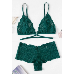 Kadın Yeşil Özel Şık Sütyen Külot Takımı