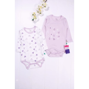 Kalp Desenli Uzun Kol 2li Kız Bebek Body Seti