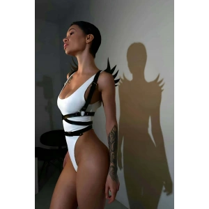 Kanatlı Şık Ve Seksi Göğüs Altı Bel Kemeri Harness - Brf1097