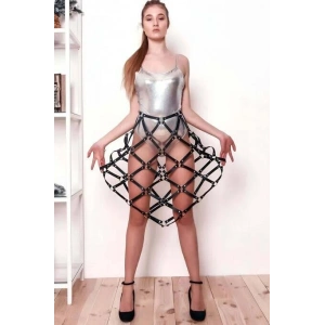 Kare Detaylı Seksi Deri Etek - Brf982