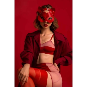 Kedi Kulaklı Deri Fantazi Maske - Brf782