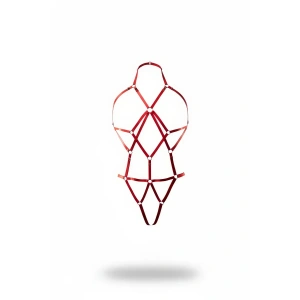 Kırmızı Body Harness Metal Halka Detaylı Çapraz Bantlı - Brf1082