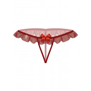 Kırmızı Dantelli Taşlı Kadın Fantezi Külot