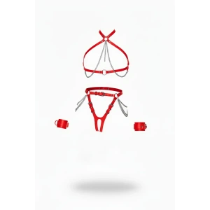 Kırmızı Harness Takım Zincir Detaylı 4 Parça Vücut Seti - Brf1224
