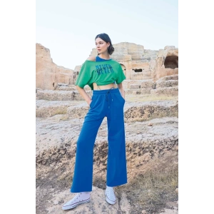 Kısa Kollu never Give Up 3lü Crop Eşofman Takımı