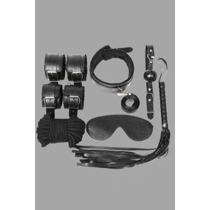 Kol Bacak İp Maske Kelepce Ağız Topu Kople Deri Set 700918