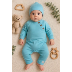Kollu Düğme Detaylı Unısex Bebek Tulumu