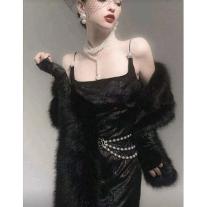 Kürk Orijinal Siyah Seksi Omuzluk Şık Kürk