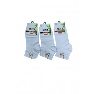 Kuzen Dikişsiz Yarım Konç Beyaz Bambu Erkek Çorap 12 Adet