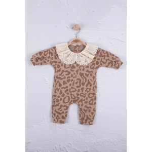 Leopar Dama Desenli % 100 Pamuk Kız Bebek Tulum