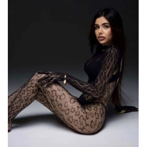 Leopar Desen Vücut Çorabı