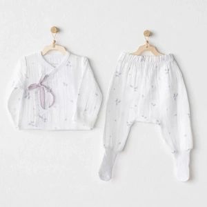 Magical Butterfly Müslin 2li Zıbın Takım White