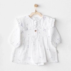 Magical Butterfly Müslin Bebek Elbise White