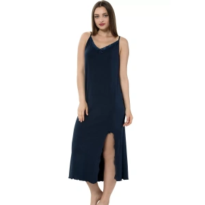 Moda Bayan İp Askılı Uzun Gecelik Siyah