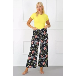 Moda Bayan Penye Bol Paça Pantolon Lacivert