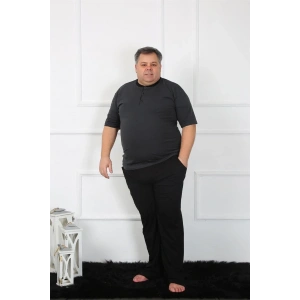 Moda Büyük Beden Erkek Antrasit Penye Pijama Takım