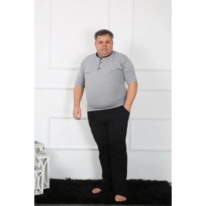 Moda Büyük Beden Erkek Gri Penye Pijama Takım