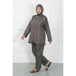 Moda Büyük Beden Tesettür Büyük Mayo Füme