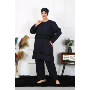 Moda Büyük Beden Tesettür Mayo Lacivert