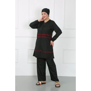 Moda Büyük Beden Tesettür Mayo Siyah