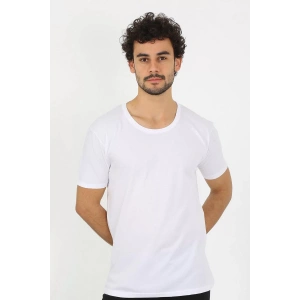 Moda Erkek Açık Yaka Beyaz Penye Atlet