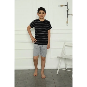 Moda Erkek Çocuk Penye Şortlu Pijama Takım Siyah