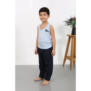 Moda Erkek Çocuk Sıfır Kol Penye Pijama Takım Mavi