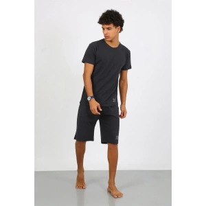 Moda Erkek Pamuk Lakost Alt Üst Kaprili Pijama Takım Füme